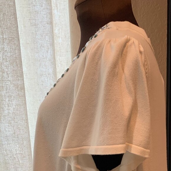 Lane Bryant Jeweled Neckline Sweater White 22/24 - Picture 7 of 8
